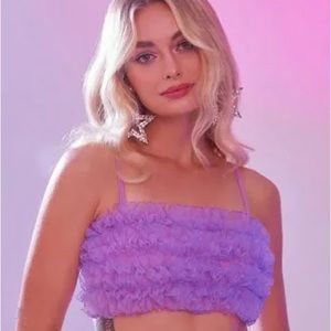 NWT Dollskill Sugar Thrillz purple ruffle crop top